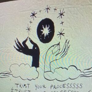 UO Urban Outfitters Wall Tapestry Trust The Process 56x49 White Black Bohemian